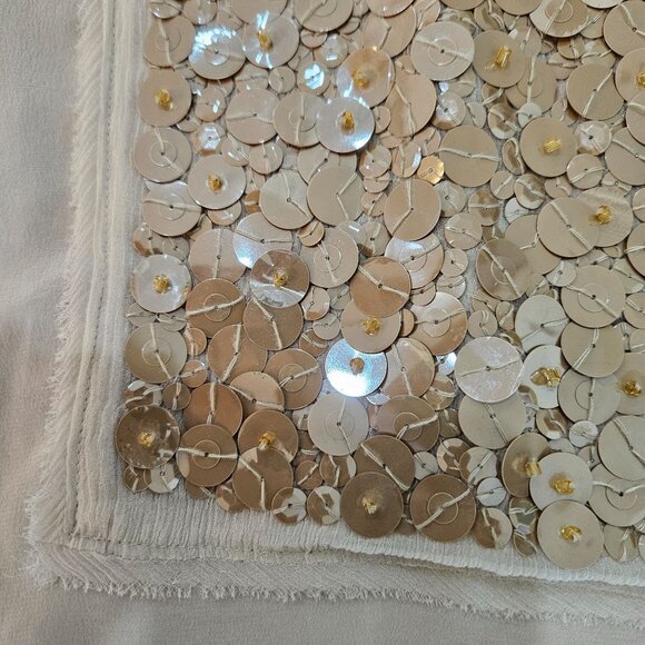 J.Crew Sequin Silk Blouse Size Small Beige Bling Party Festival Sparkle - Picture 5 of 9